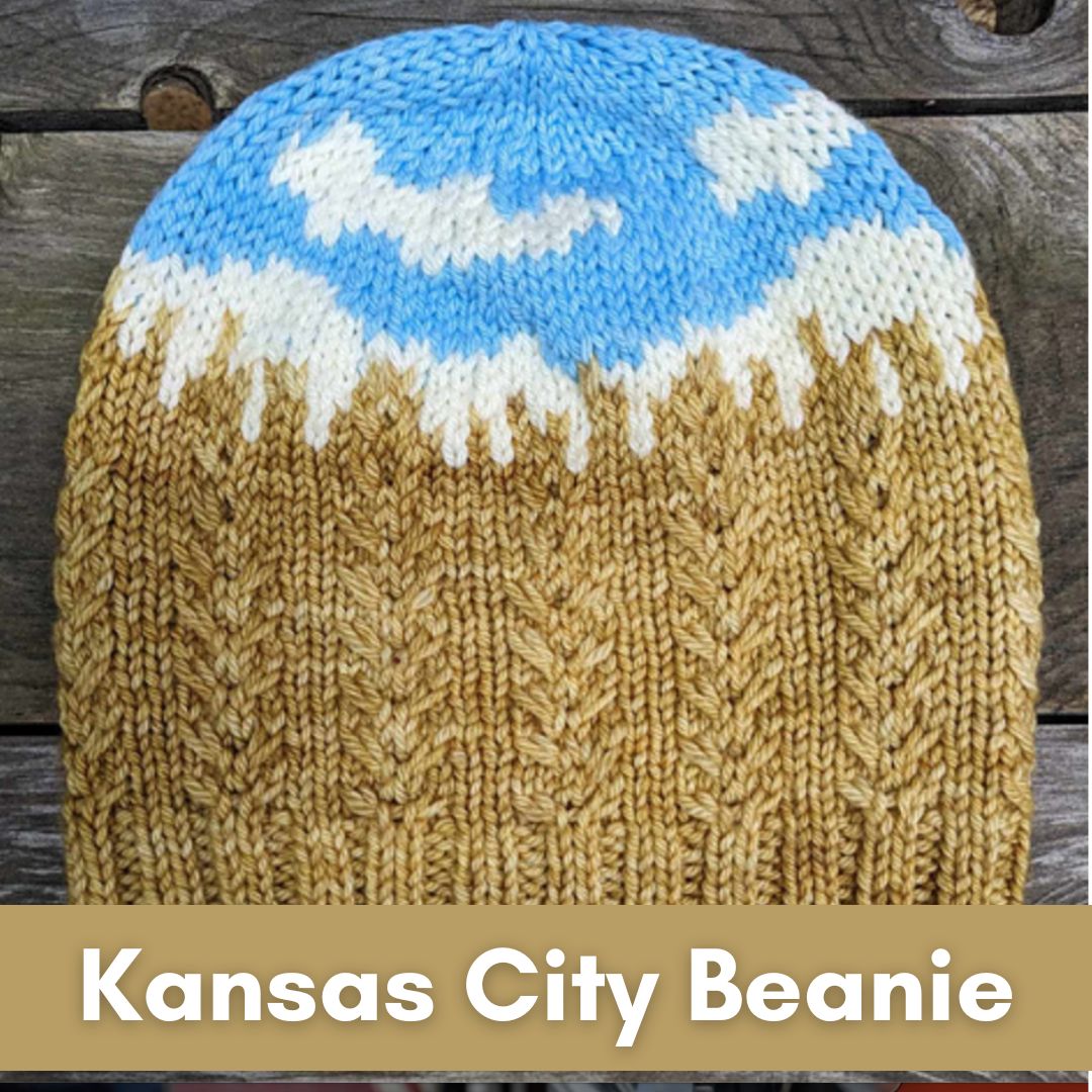 Kansas City Beanie Yarn Knitting Kit  - design by Nancy Bates